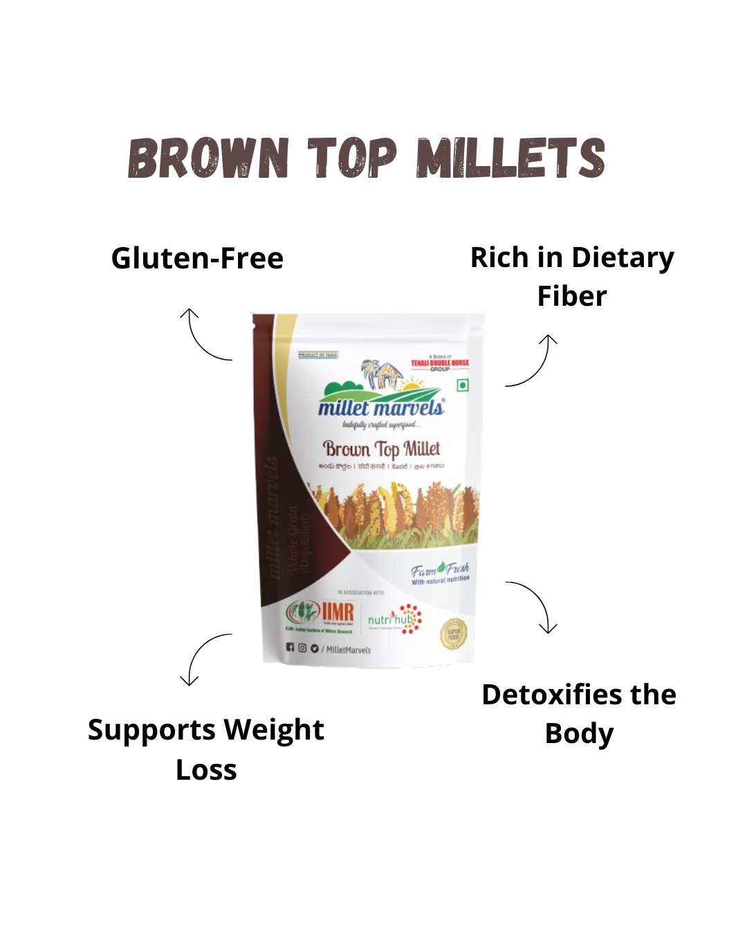 Brown Top Millet Grains 500gms ( Vacuum packed )